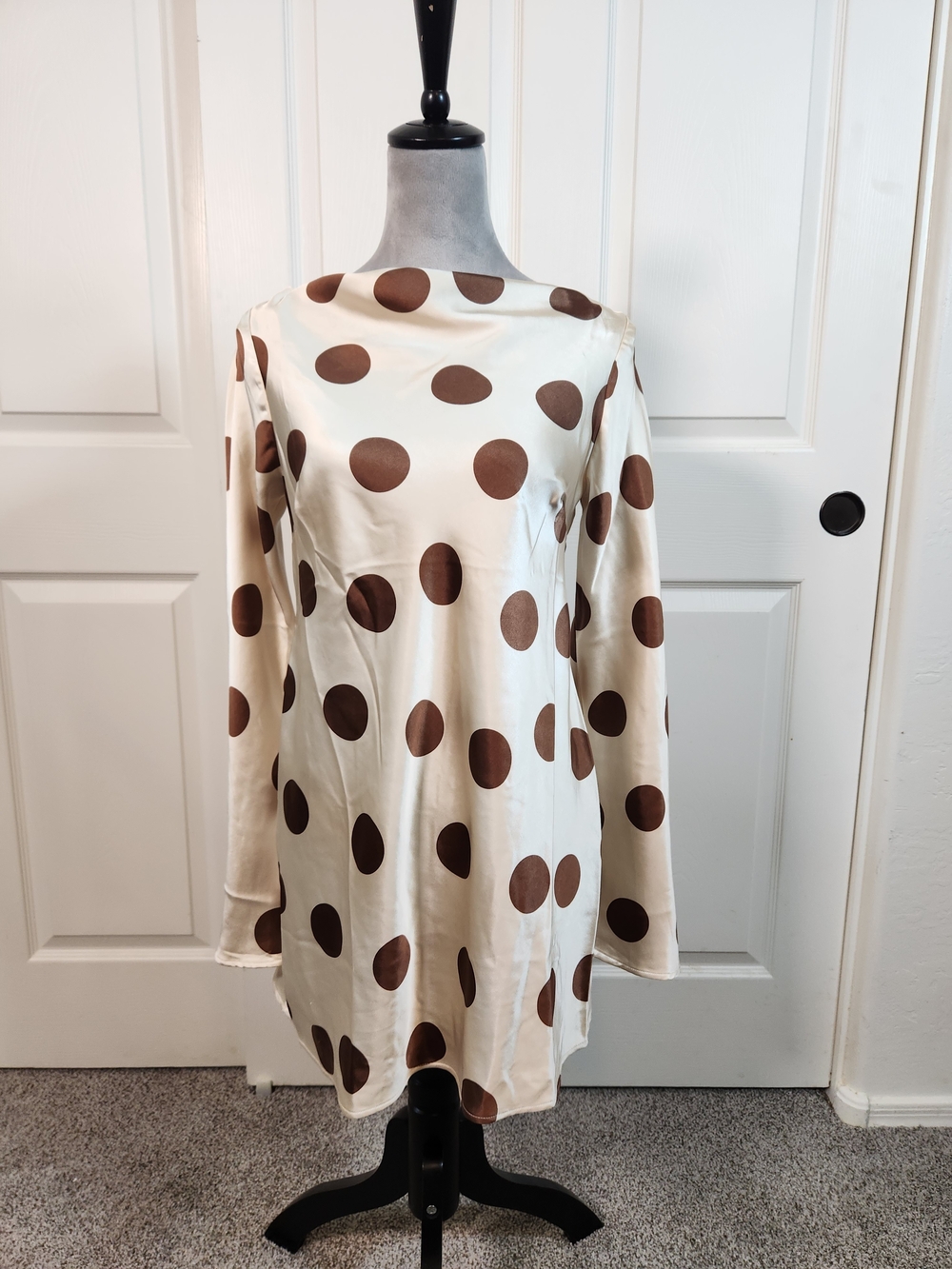 Free People Cream Tunic with Brown Polka Dots